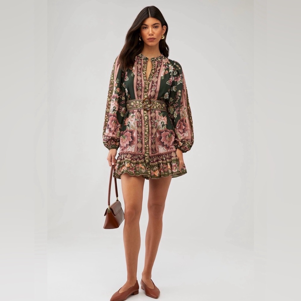 Farm Rio Flowering Garden Tree Long Sleeve Minidress